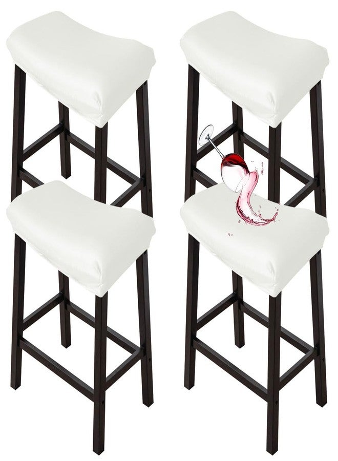 مجموعة أغطية كراسي بار مستطيلة من Bifaunvogel، 4 قطع، مقاومة للماء، مصنوعة من البولي يوريثان، مناسبة لكراسي البار المرتفعة، أغطية كراسي بار بتصميم سرج، أغطية كراسي بار بدون مسند ظهر، لون أبيض كريمي - Image 1